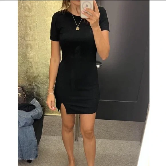 BP Black Ribbed T-Shirt Dress, sz M - like new - Picture 4 of 7